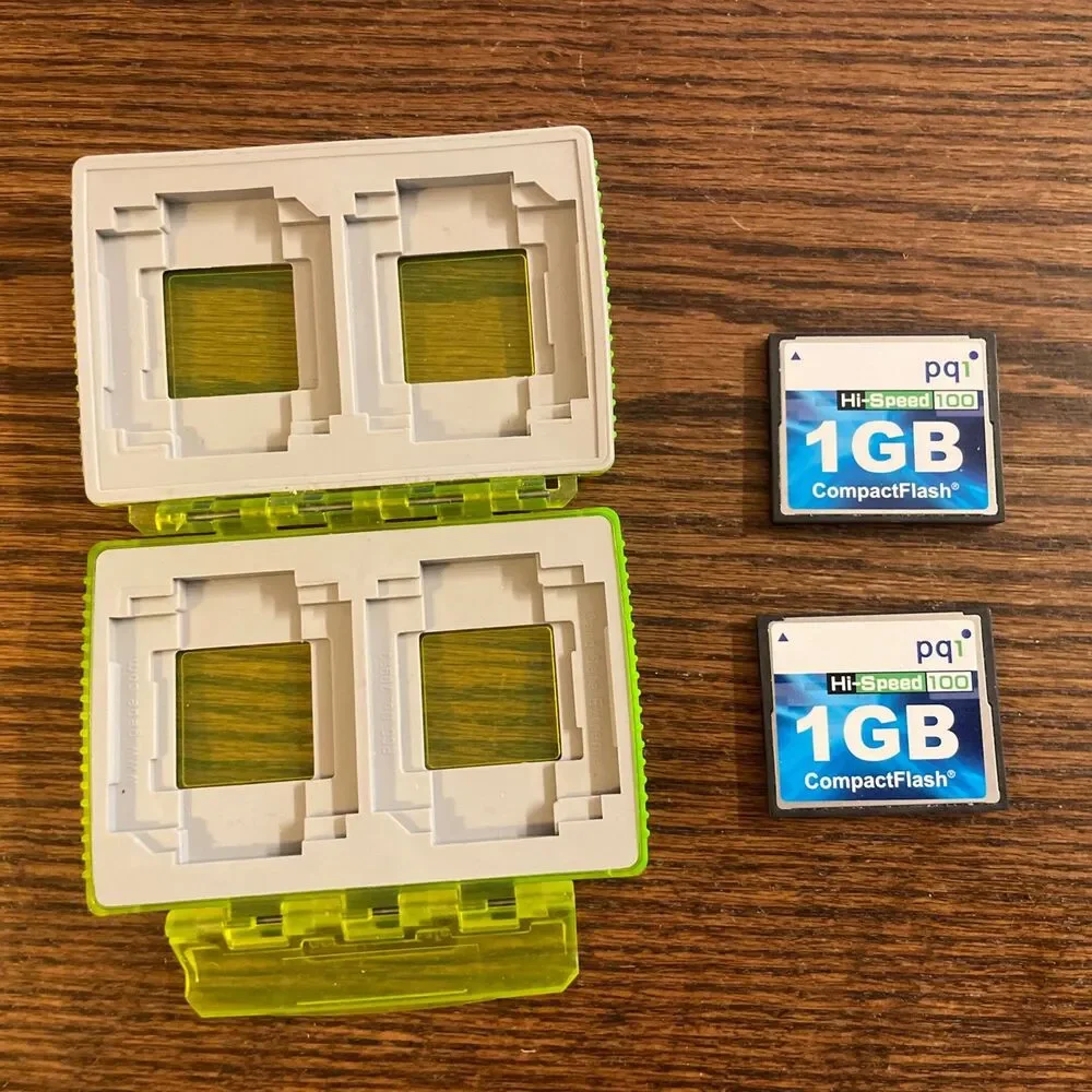 PQI 1GB Hi Speed 100 CF Compact Flash Camera Memory Card Set 2 Card Safe